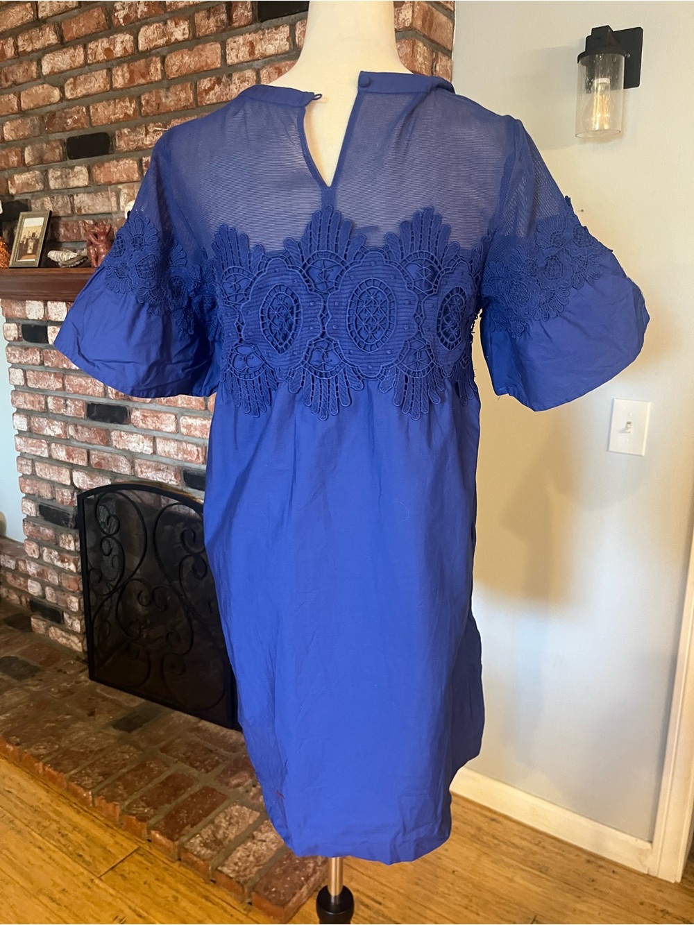 Anthropologie Royal Blue Crochet-Yoke Midi Dress - Picture 2 of 3